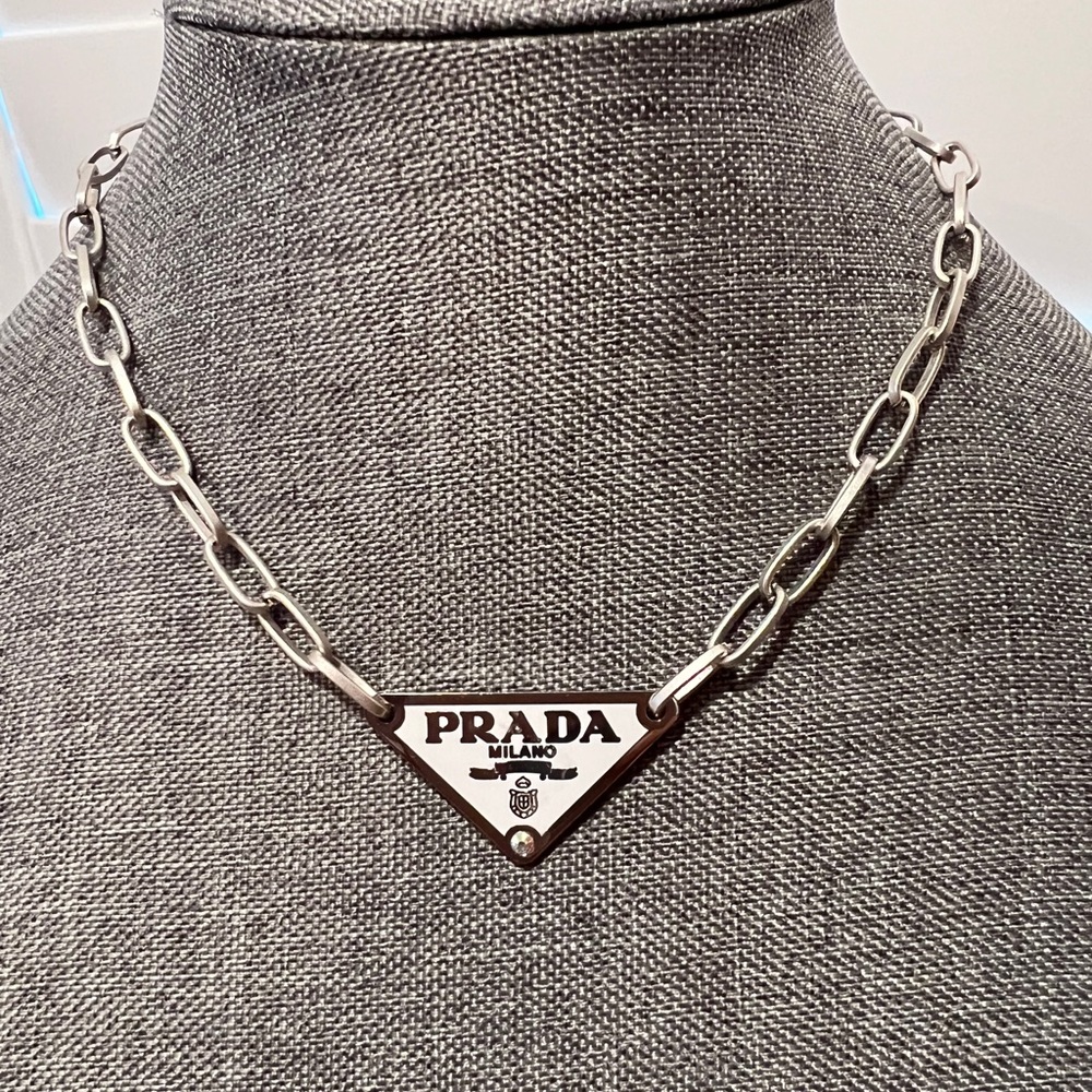 Prada Silver & White up-cycled Necklace